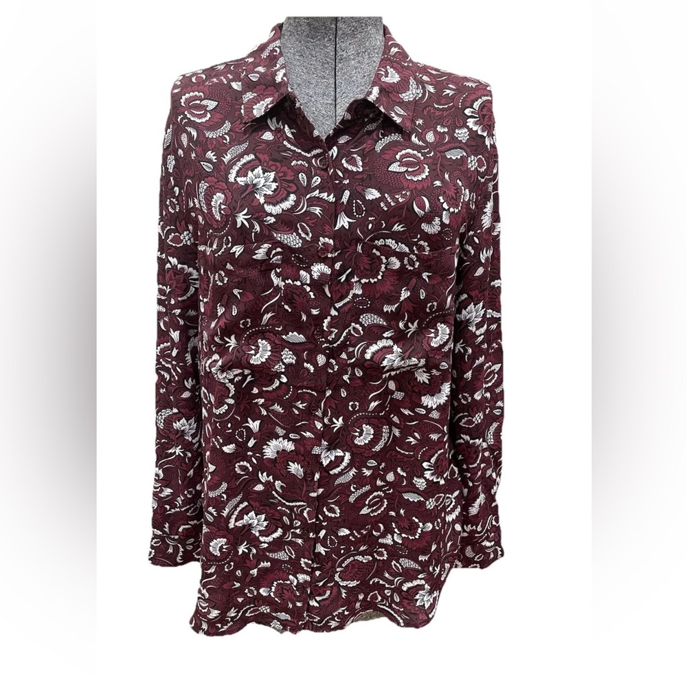Premis studio ladies lightweight ladies blouse size large-casual purple‎ paisley
